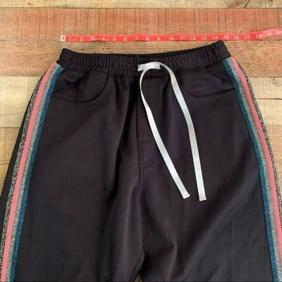 Lost daze mens athletic loose fit pants black drawstring waist multi side stripe - Picture 2 of 10